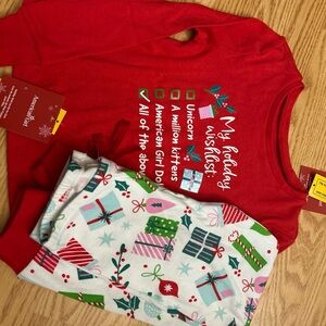American Girl Red and White Girls Pajama Set Holiday Wish List Size 8 NWT